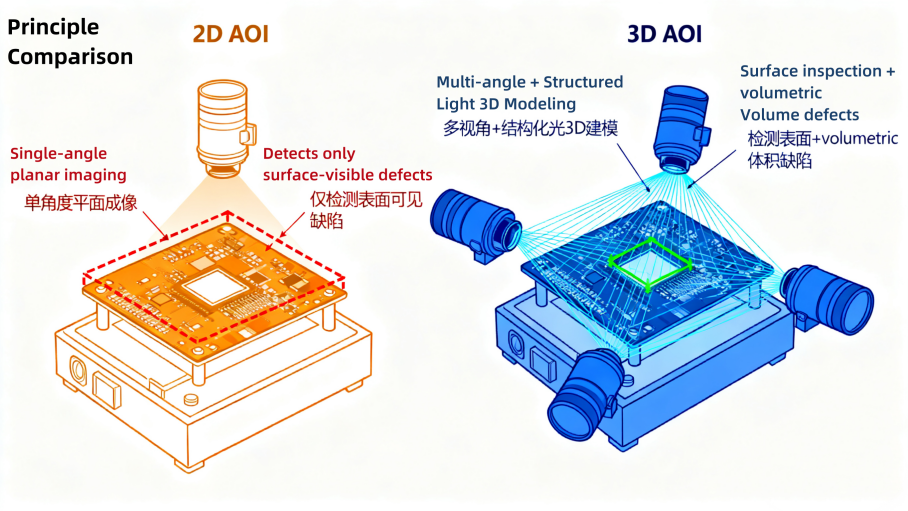 مقارنة مبدأ 2D VS 3D AOI